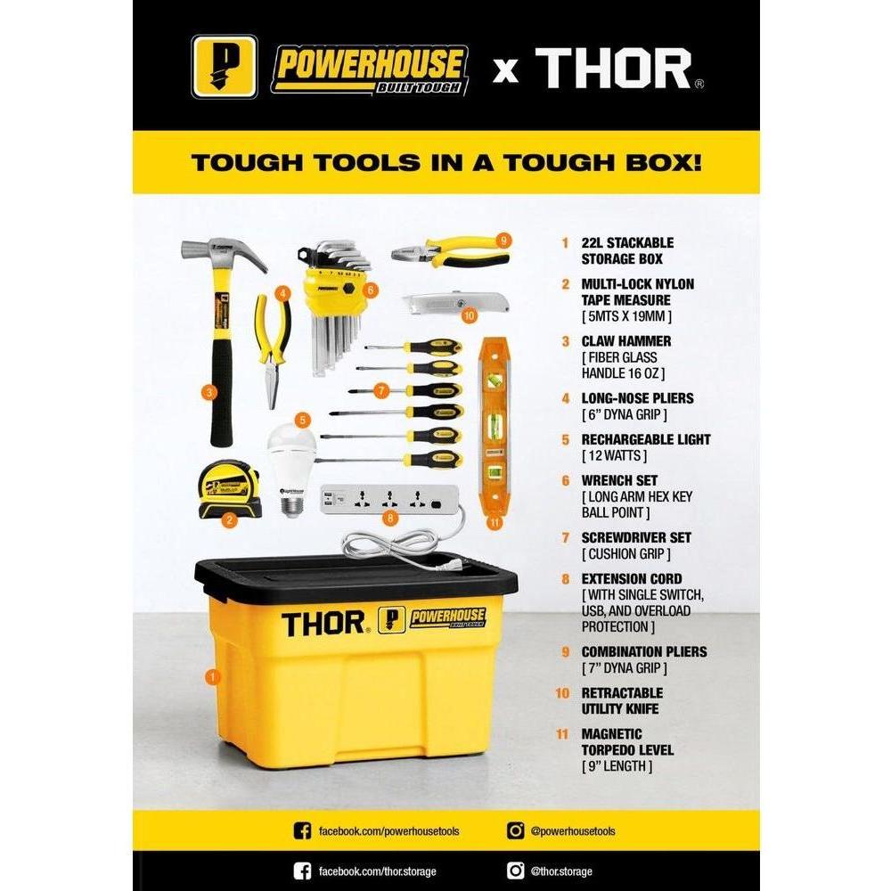 Powerhouse 11pcs Mixed Tools Set with Tool Box (Thor Storage) - KHM Megatools Corp. Powerhouse 11pcs Mixed Tools Set with Tool Box (Thor Storage) - KHM Megatools Corp.