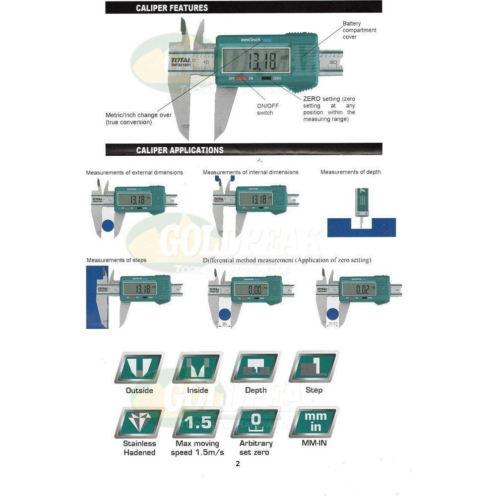 Total TMT322001 Digital Caliper - Goldpeak Tools PH Total Total TMT322001 Digital Caliper - Goldpeak Tools PH Total