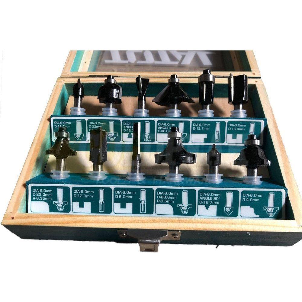 Total TACSR021 Router Bit Set 6mm Shank (12pcs) - Goldpeak Tools PH Total Total TACSR021 Router Bit Set 6mm Shank (12pcs) - Goldpeak Tools PH Total