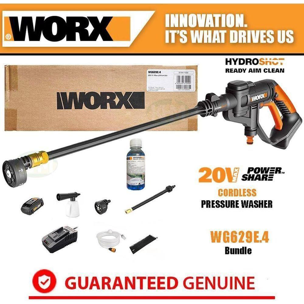 Worx WG629E.4 20V HydroShot Cordless Portable Pressure Washer Kit | Worx by KHM Megatools Corp. Worx WG629E.4 20V HydroShot Cordless Portable Pressure Washer Kit | Worx by KHM Megatools Corp.