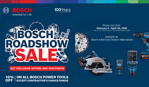 Bosch Philippines Roadshow Sale 2026: 10% OFF on Power Tools Nationwide (Feb 4 – April 30, 2026)