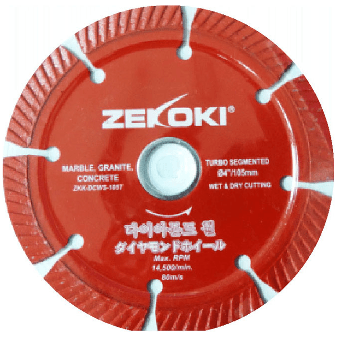 Zekoki ZKK-DCWS-105T Diamond Cut Off Wheel 4" Segmented Turbo - KHM Megatools Corp. Main image