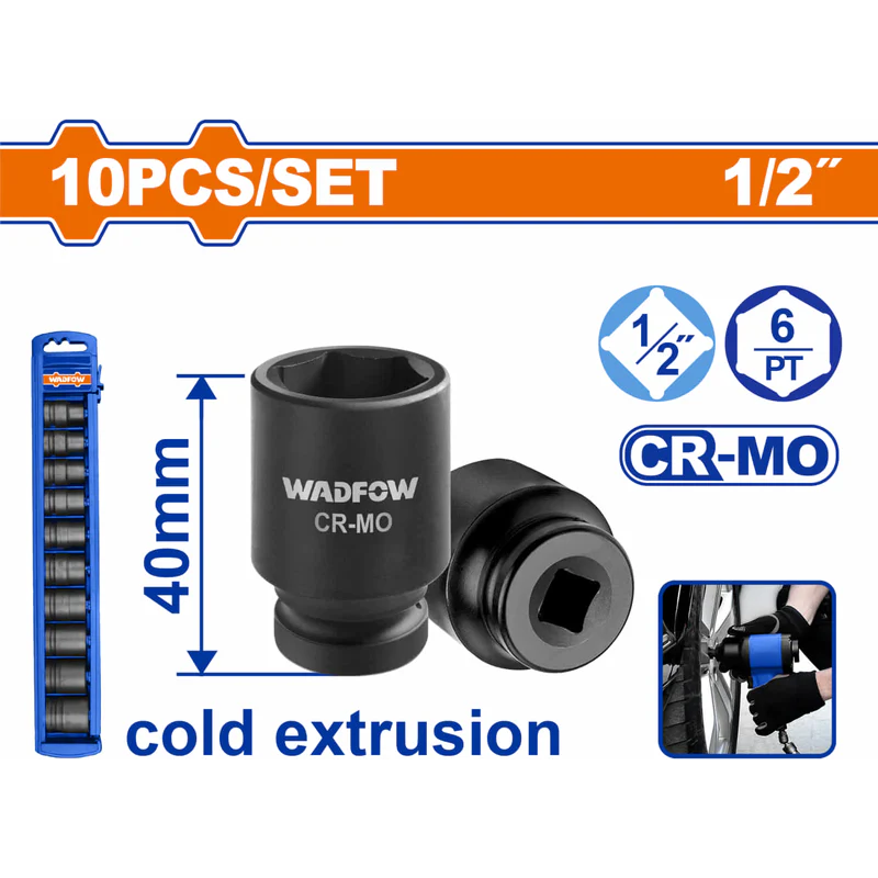 Wadfow WMSD201 10 PCS 1/2" Impact Socket Set | Wadfow by KHM Megatools Corp. Main image