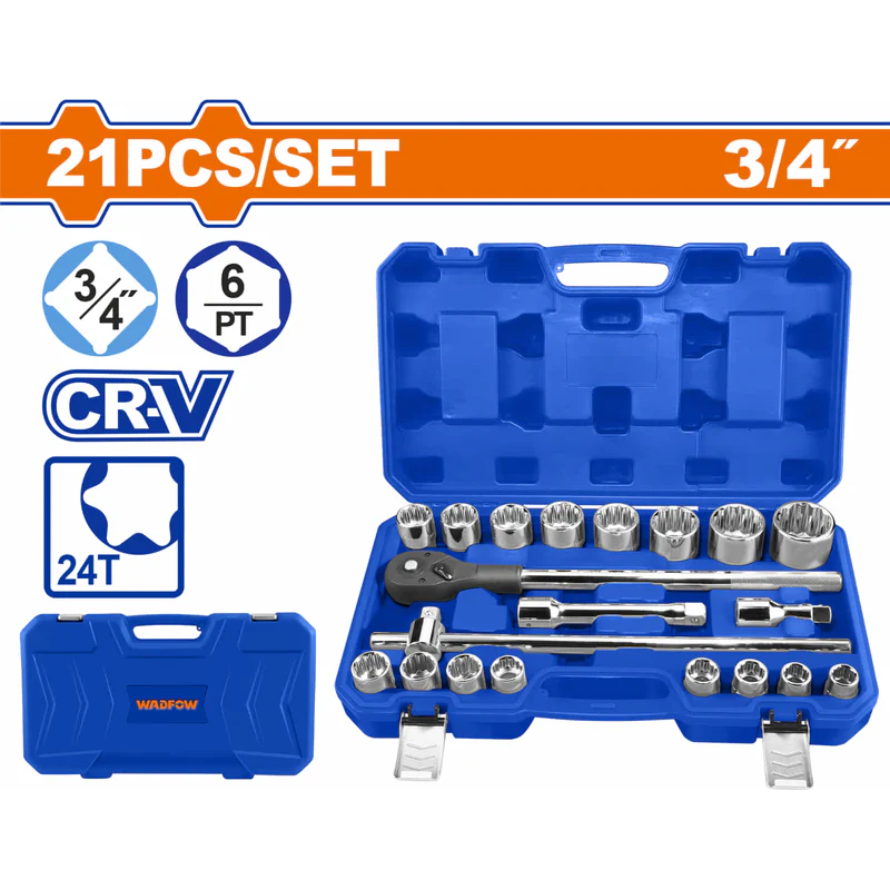 Wadfow WST4D21 21 PCS 3/4" Socket Set | Wadfow by KHM Megatools Corp. Main image