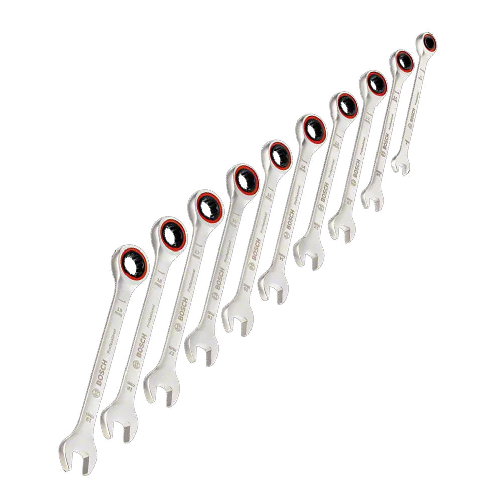 Bosch Rachet Spanner Wrench Set 10Pcs Satin (1600A02AU0) | Bosch by KHM Megatools Corp.