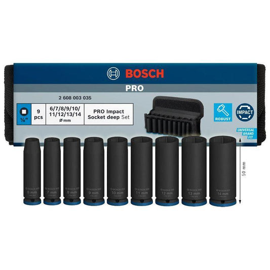 Bosch Pro Impact Socket Wrench Set 1/4" Deep 9pcs (2608003035) | Bosch by KHM Megatools Corp.