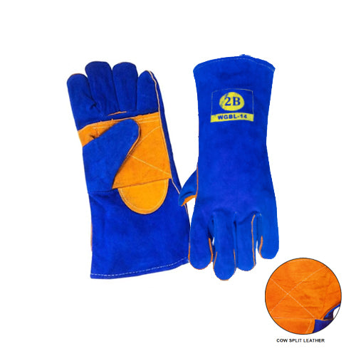 2B Blue Leather Gloves