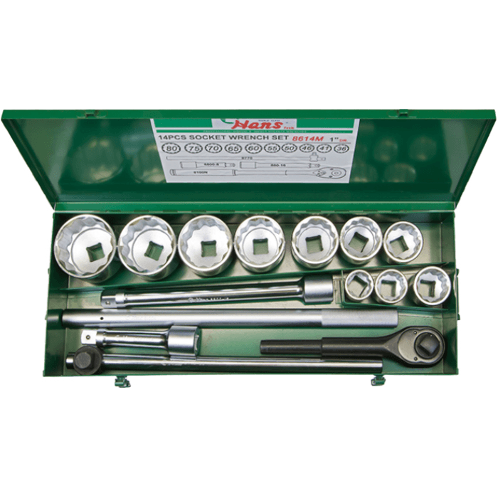 Hans 8614 1" Drive 14pcs Socket Wrench Set - KHM Megatools Corp.