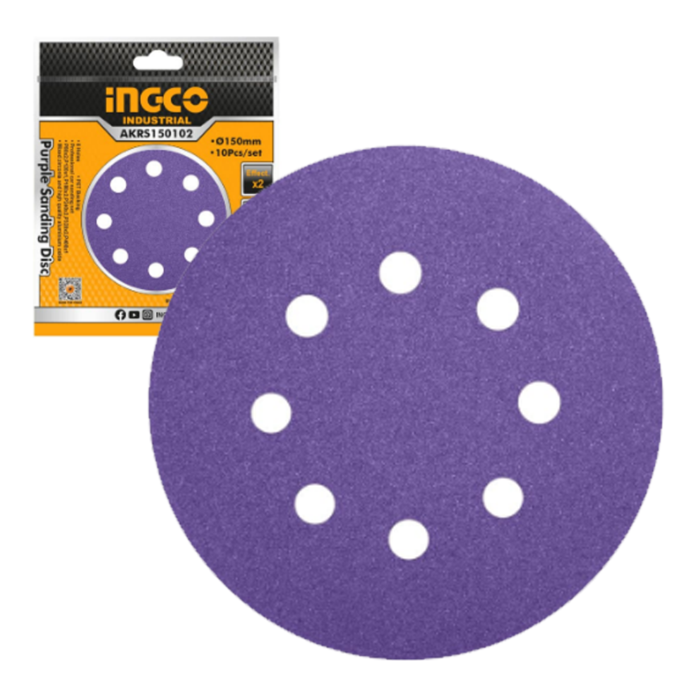 Ingco AKRS150102 Purple Sanding Sheet for Orbital Sander 150MM 10Pcs | Ingco by KHM Megatools Corp.