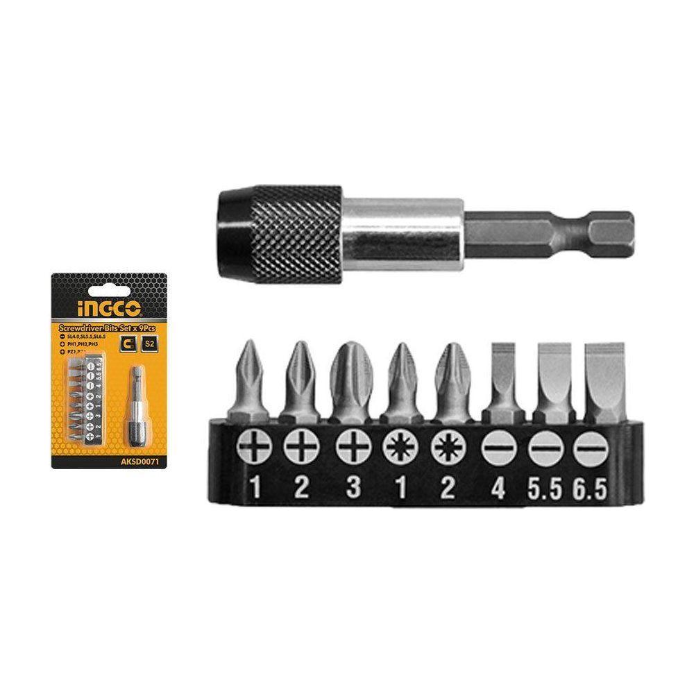 Ingco AKSD0071 Screwdriver Bits 9Pcs Set - KHM Megatools Corp.