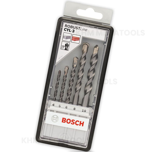 Bosch Robust Line Cyl-3 Masonry / Concrete Drill Bit Set 5pcs 4-10mm (4,5,6,8,10) [2607010524] | Bosch by KHM Megatools Corp.