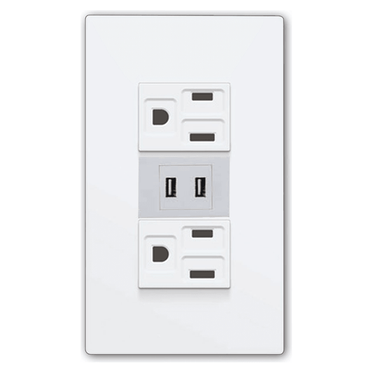 Powerhouse Electric 3 Gang Plate w/ Duplex Universal Outlet w USB & Type C Port - KHM Megatools Corp.