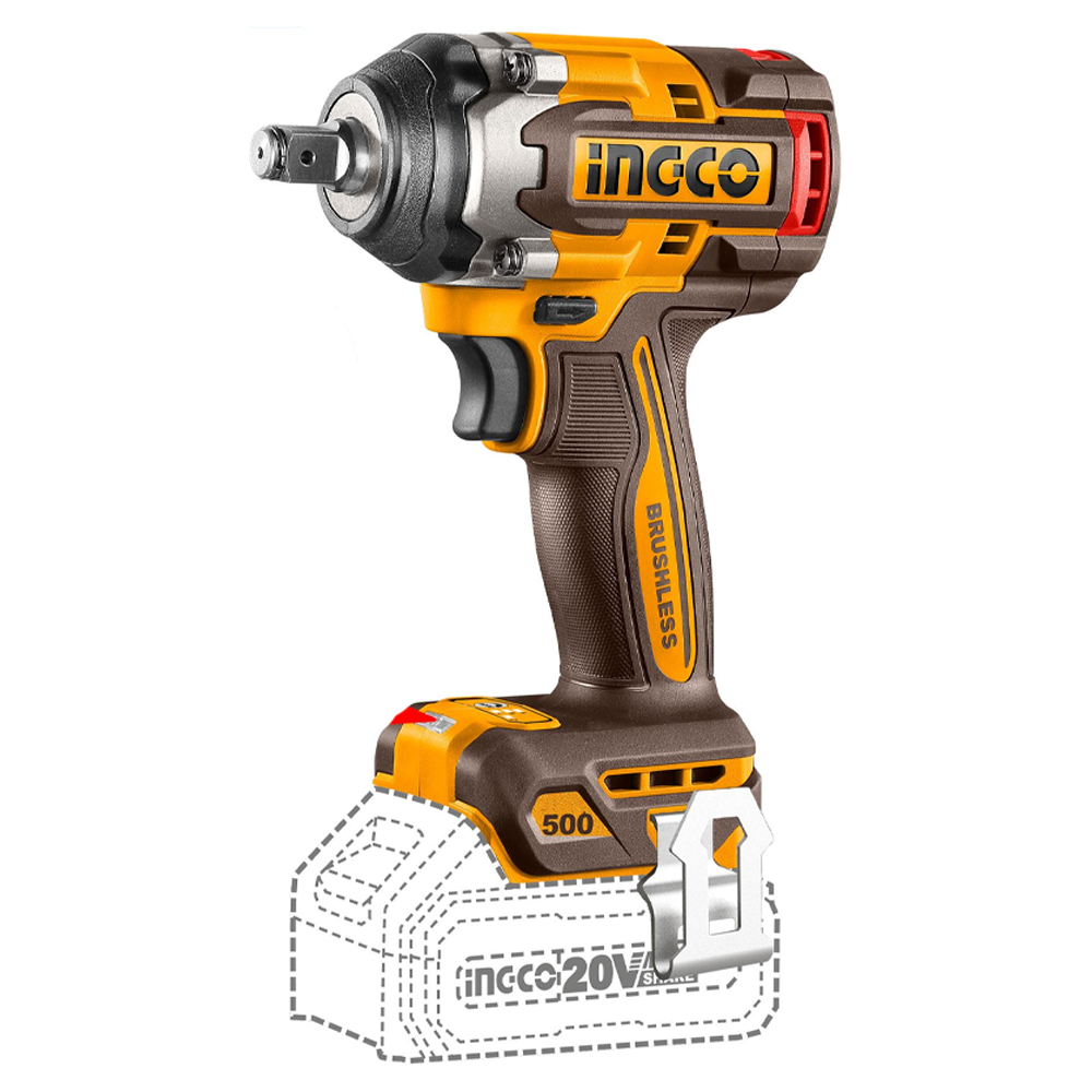 Ingco CIWLI20501  Cordless Li-Ion BL Impact Wrench 1/2" DR. 20V (Bare)