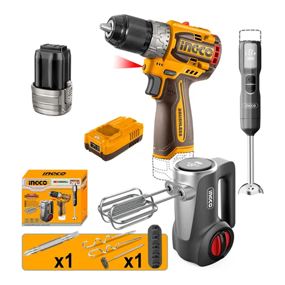 Ingco CKLI1638 Cordless Drill Combo Kit 3PCS 16V 2.0AH | Ingco by KHM Megatools Corp.