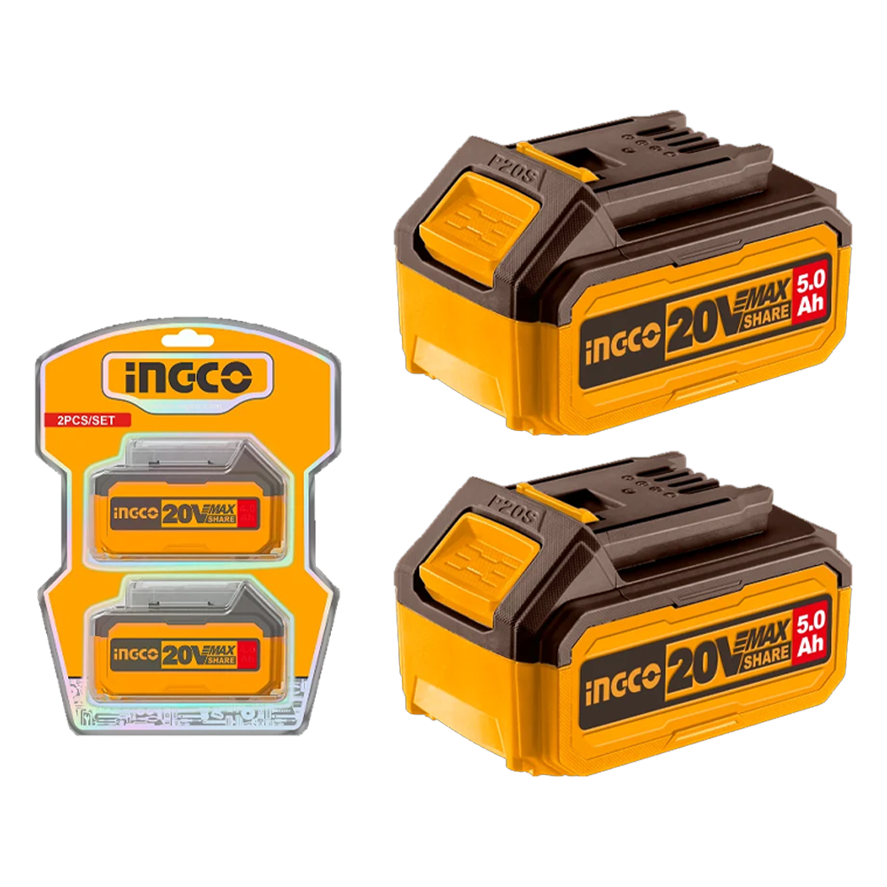 Ingco COSLI240464 Li-Ion 20V 5.0AH Battery Kit 2PCS | Ingco by KHM Megatools Corp.