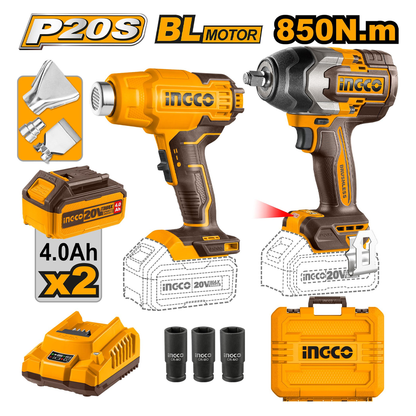 Ingco COSLI240489 Cordless Impact Wrench and Heat Gun 20V 4.0AH | Ingco by KHM Megatools Corp.