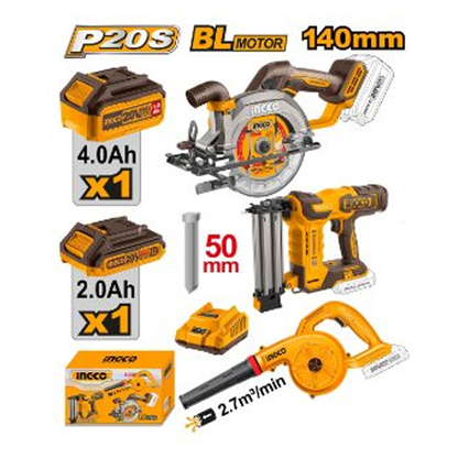Ingco COSLI240683 Cordless Power Tools Combo Kit 3PCS 20V 2.0AH & 4.0AH | Ingco by KHM Megatools Corp.