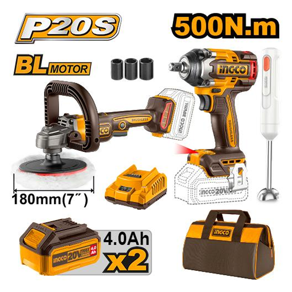 Ingco COSLI240686 Cordless Power Tools Combo Kit 3PCS 20V 4.0AH | Ingco by KHM Megatools Corp.