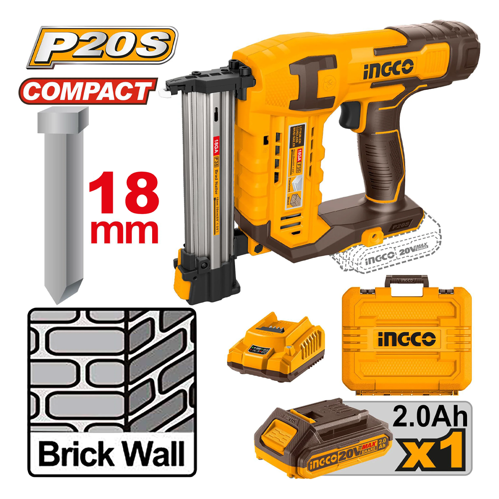 Ingco CSTLI3808 Cordless Li-Ion Concrete Brad Nailer 20V 2.0AH | Ingco by KHM Megatools Corp.