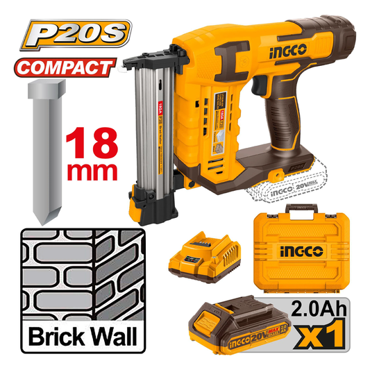 Ingco CSTLI3808 Cordless Li-Ion Concrete Brad Nailer 20V 2.0AH | Ingco by KHM Megatools Corp.