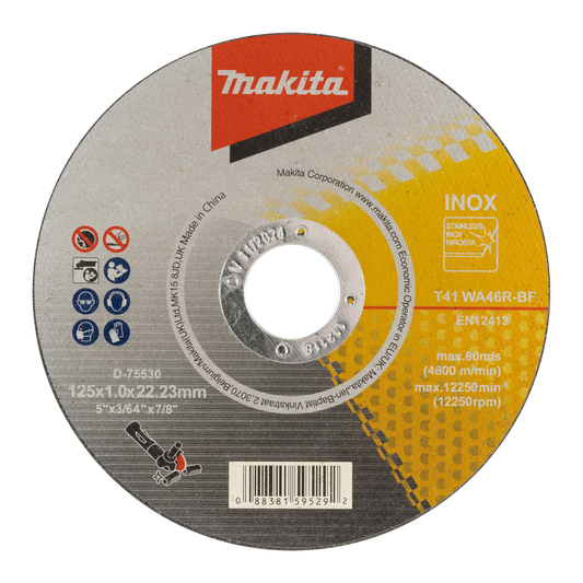 Makita D-75530 Cut Off Wheel 5" for Stainless Steel/INOX WA46R | Makita by KHM Megatools Corp.