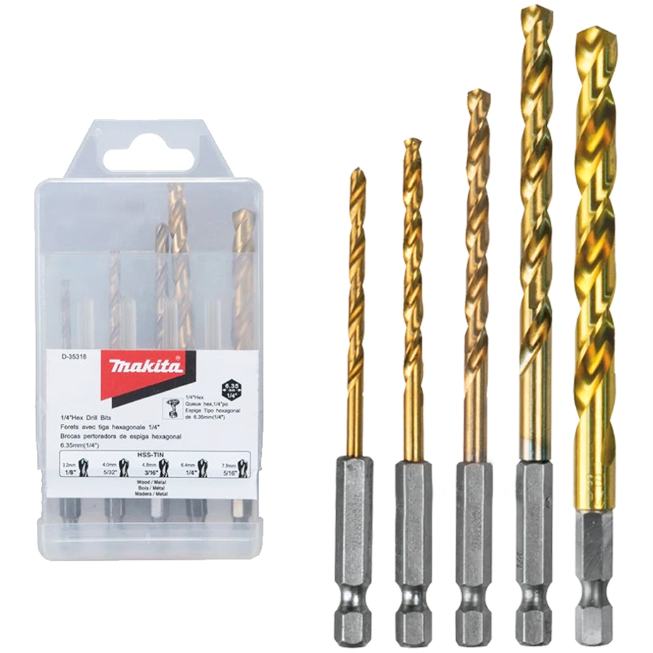 Makita D-35318 HSS-Tin Metal Impact Drill Bit Set 5Pcs | Makita by KHM Megatools Corp. Main image