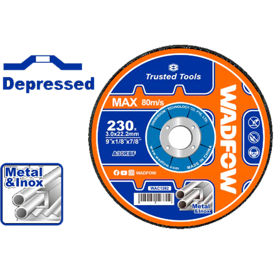 Wadfow WAC1342 Abrasive Metal Grinding Disc 4" (Depressed) | Wadfow by KHM Megatools Corp.