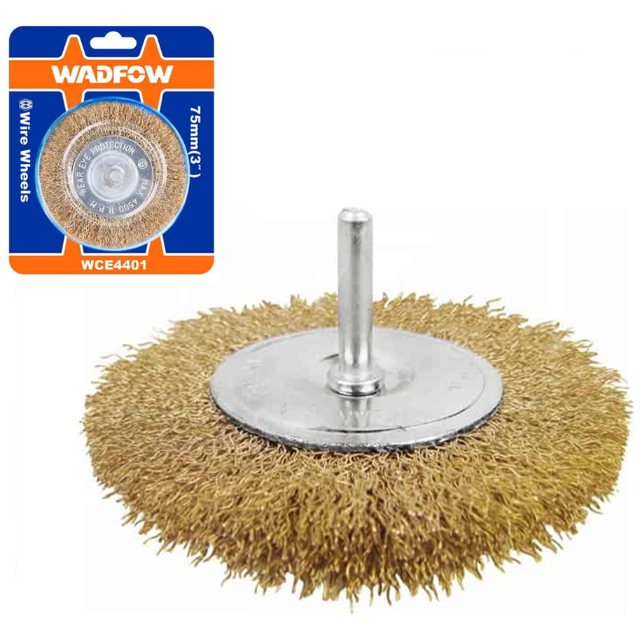 Wadfow WCE4402 Wheel Wire Brush with 1/4" Shank 4" | Wadfow by KHM Megatools Corp. Main image