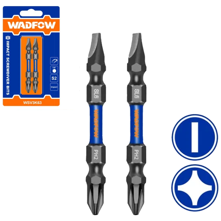 Wadfow WSV3K63 Impact Screwdriver Bit PH2,SL6 65MM | Wadfow by KHM Megatools Corp. Main image