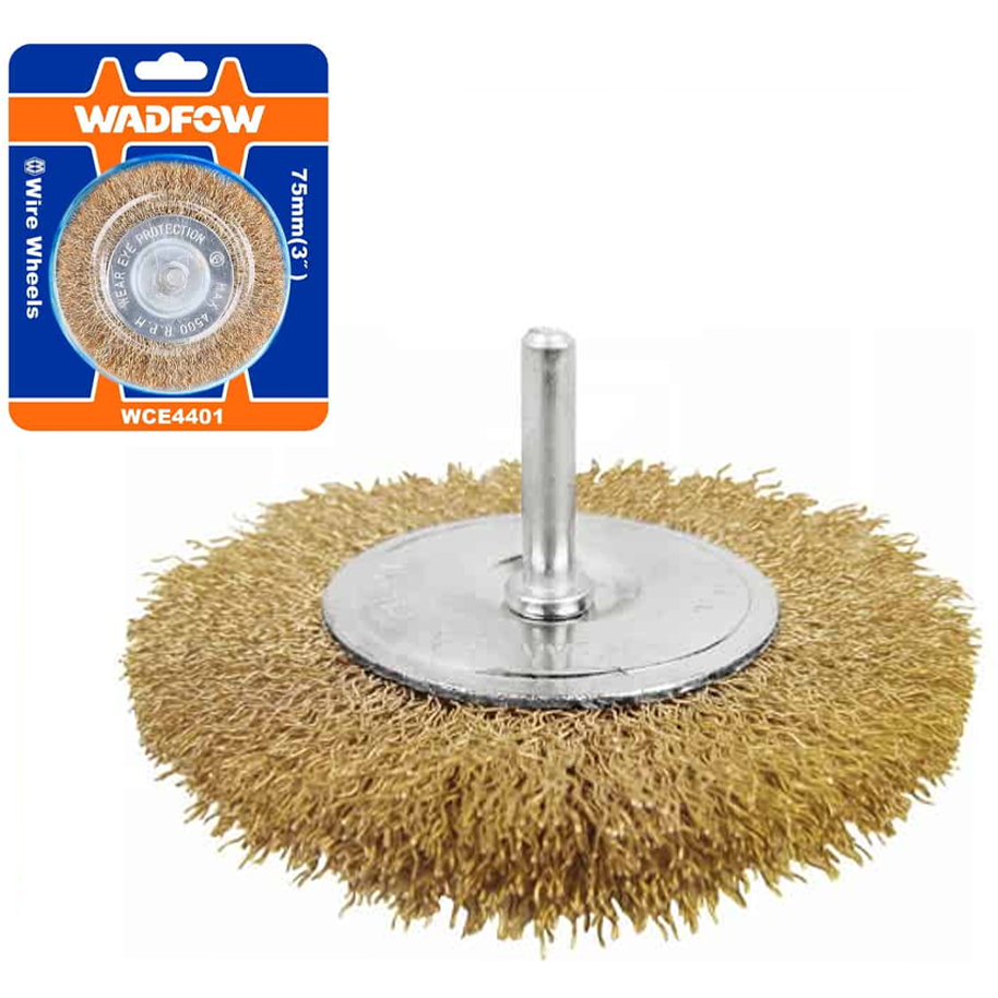 Wadfow WCE4401 Wheel Wire Brush with 1/4" Shank 3" | Wadfow by KHM Megatools Corp.