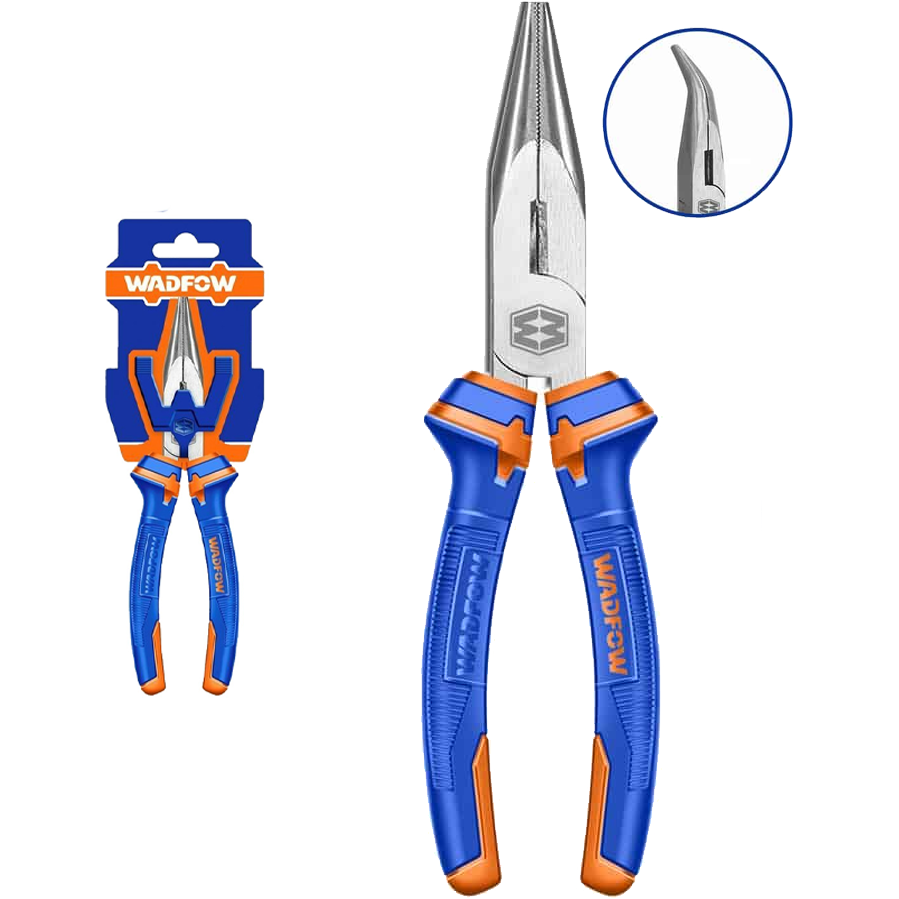 Wadfow WPL4C08 Bent Nose Pliers 8" (Carbon Steel) | Wadfow by KHM Megatools Corp.