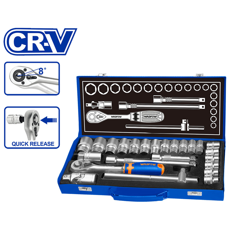 Wadfow WST2L24 Socket Set 1/2" 24Pcs | Wadfow by KHM Megatools Corp.