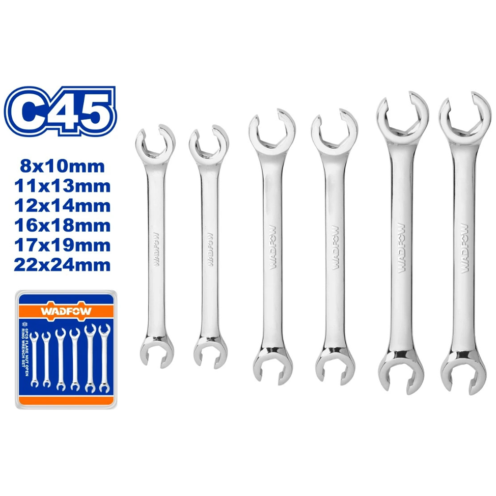 Wadfow WDS2406 Flare Nut Open Ring Wrench Set 6 Pcs Secondary image