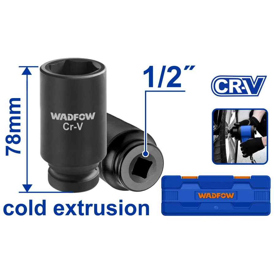 Wadfow WMS2D02 1/2" Deep Impact Socket 10Pcs Set Secondary image