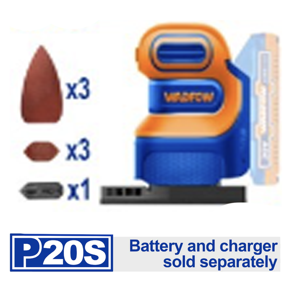 Wadfow WRAP5020 Li-Ion Palm Sander 20V(Bare) Secondary image