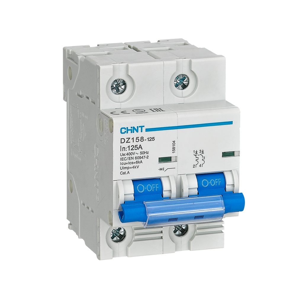 Chint DZ158-125 2P 6KA 400VAC Main Miniature Circuit Breaker (3 Modules) | Chint by KHM Megatools Corp.