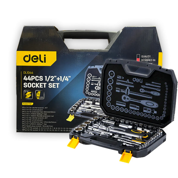 Deli EDL1044 Socket Set 1/2" + 1/4" 44pcs