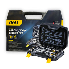 Deli EDL1044 Socket Set 1/2" + 1/4" 44pcs
