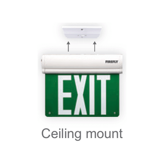 Firefly Double-Faced Exit Light with Wall/Ceiling Mount Option  3 x 1.2V 350mAh (3.6V) Ni-CD Battery | Firefly by KHM Megatools Corp.