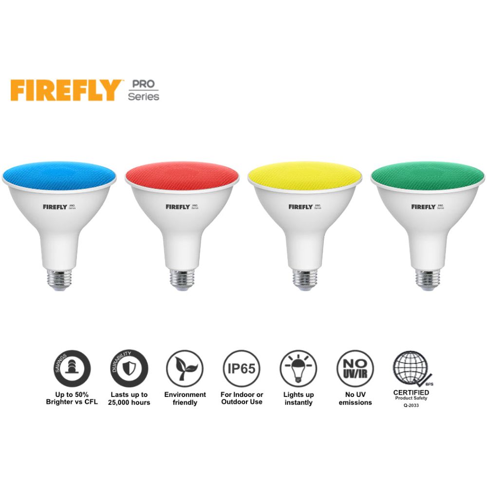 Firefly PRO Series FBP914 Colored PAR38 LED Non A-Bulbs | Firefly by KHM Megatools Corp.