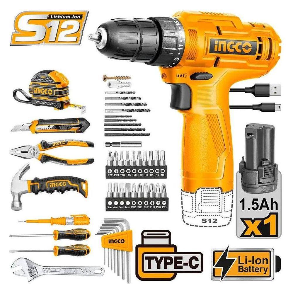 Ingco HKTHP10891 Cordless Drill 89Pcs Tools Set – KHM Megatools