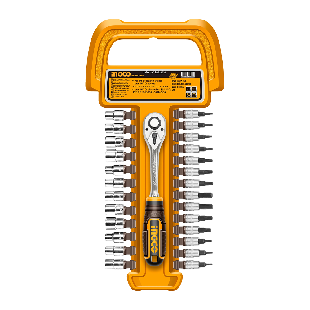 Ingco HKTS14271 1/4" Socket Bit Set 27Pcs | Ingco by KHM Megatools Corp.