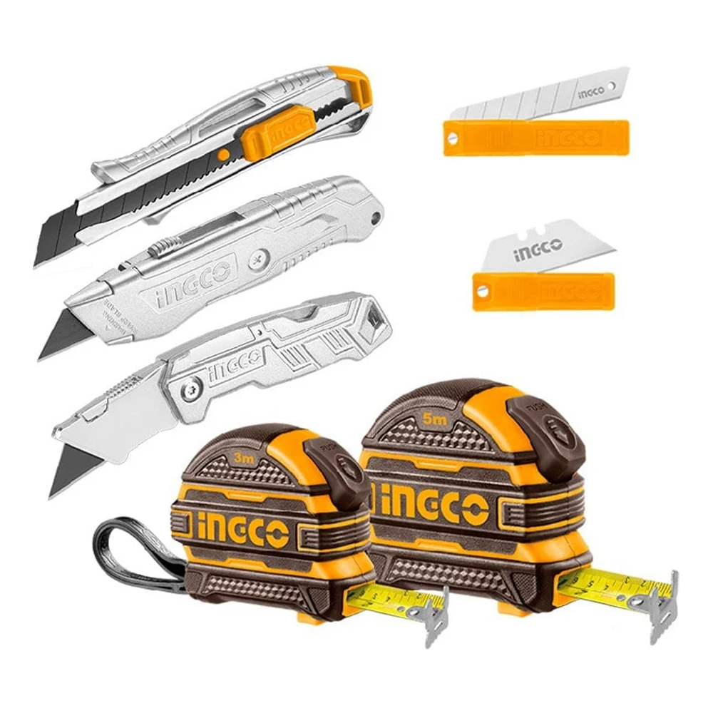 Ingco HMK23036 Measuring Tape & Knife Set