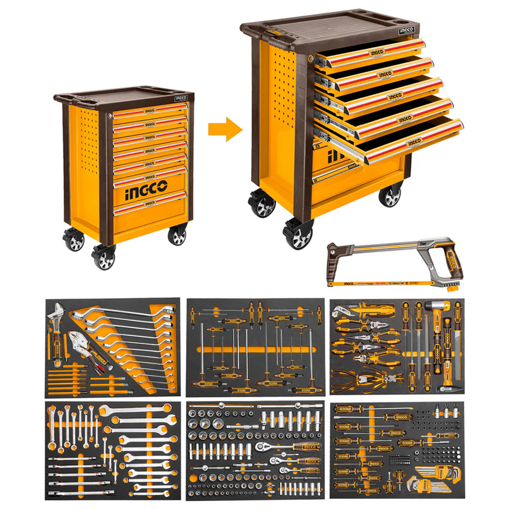 Ingco HTCS273281 Roller Tool Cabinet / Tool Chest with 328Pcs Hand Tools Set