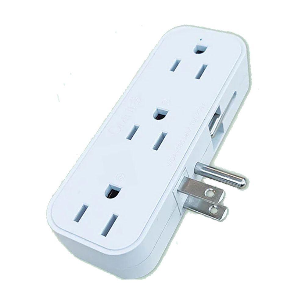 Side Plug Omni WDA-006 Side Access Multiple Socket Adapter w/ 6-gang 10A 2500W ...