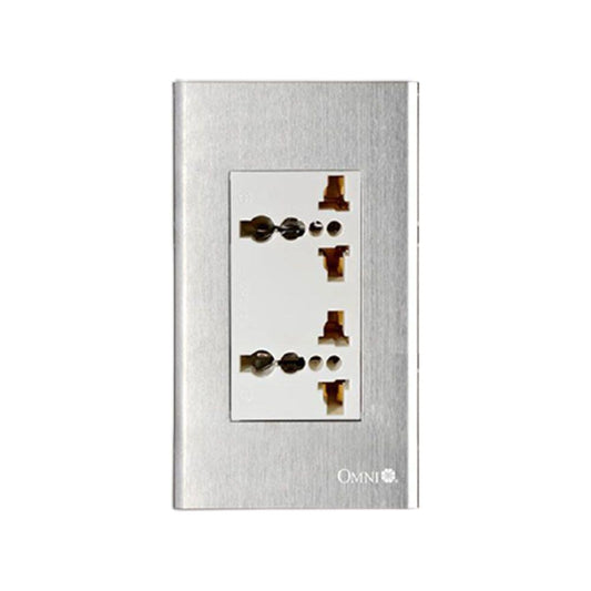 Omni SP3-WU2 Duplex Universal Outlet w/ Ground in Stainless Plate 16A | Omni by KHM Megatools Corp.