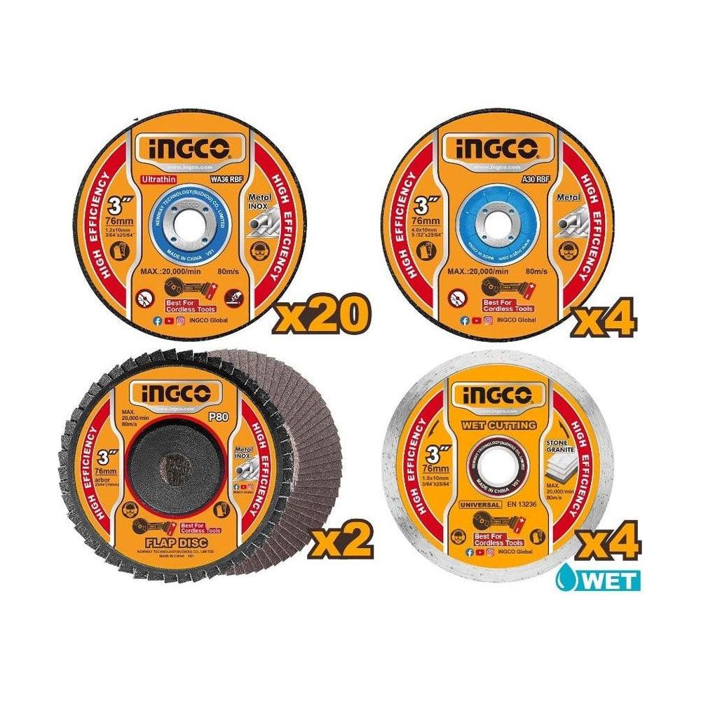 Ingco MCD07630 Cutting And Grinding Disc Set - KHM Megatools Corp.