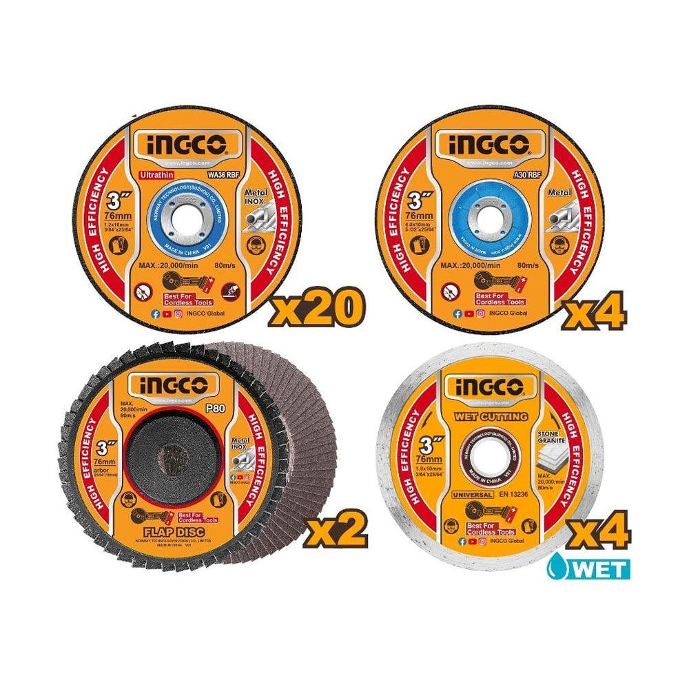 Ingco MCD07630 Cutting And Grinding Disc Set - KHM Megatools Corp.