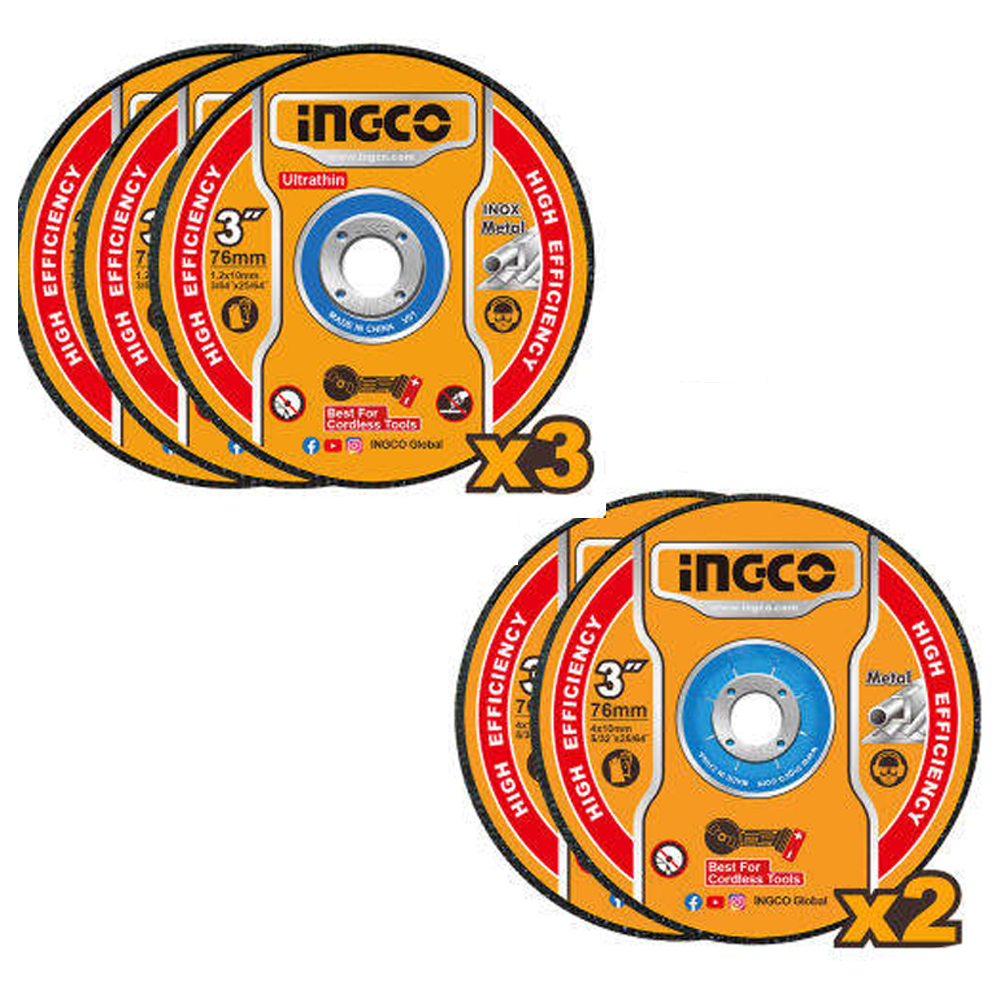 Ingco MCD303768 Cut Off Wheel and Grinding Disc Set 5Pcs