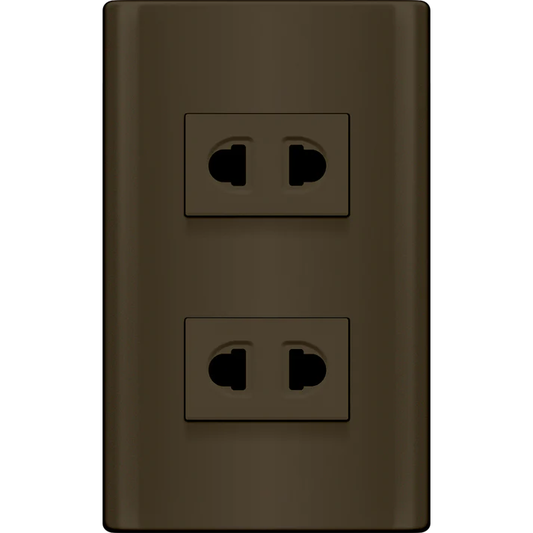 Royu MDS113/DG 2-Gang Universal Outlet Set 15A (Plano) [Dark Gray] | Royu by KHM Megatools Corp.